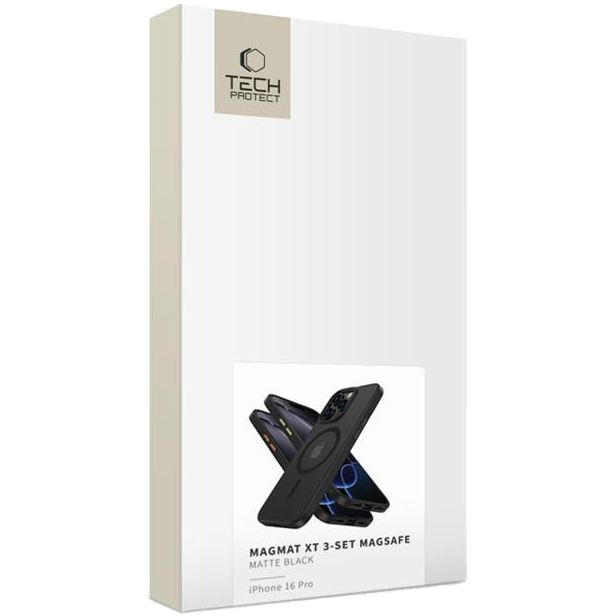 MAGMAT XT 3-SET, Tech-Protect, Etui z TPU i PC, smukłe, ochronne, przezroczyste, z kolorowymi nakładkami do Apple iPhone 16 Pro Max